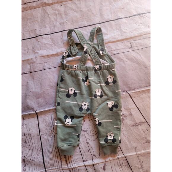 Mickey Mouse Green Funny Face Overall Romper Jumpsuit Disney Baby 3-6 Months - Picture 7 of 8